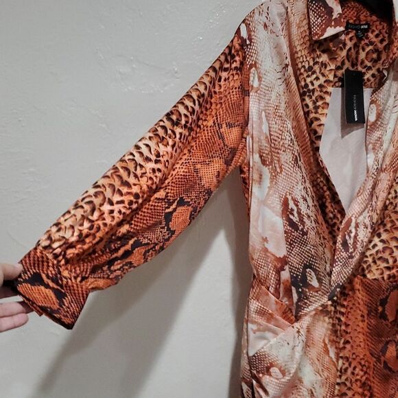 Fashion Nova Hearts Desire Satin Mini Dress in Rust Snakeskin Size M - Picture 8 of 15